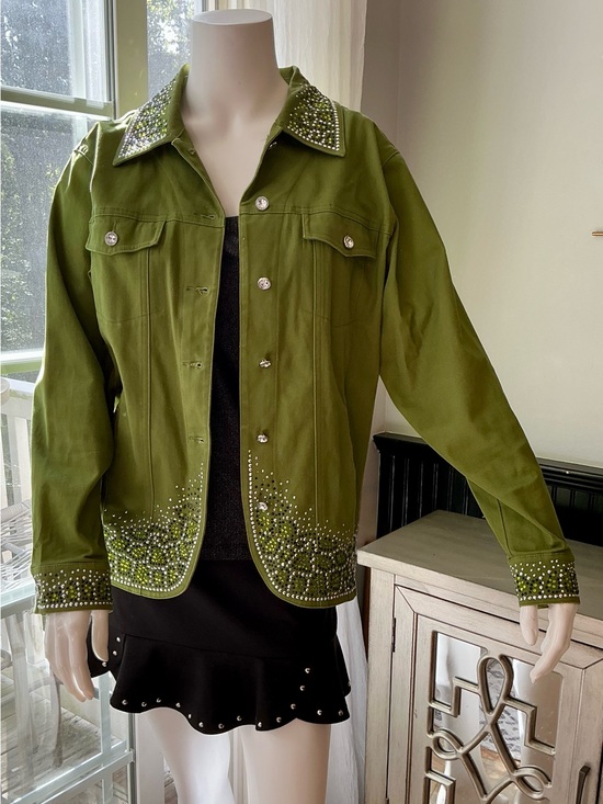Quacker Factory Jackets & Blazers - Quaker Factory Kiwi Green Crystal Embellished Festival Dolly Cowgirl Jacket XS